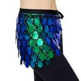 thumbnail image 4 of JGGSPWM Women's Sparkly Fringed Tie Side Wrap Skirt, Sequins Tassel Belly Dance Hip Scarf Waist Skirts for Party Green Free Size, 4 of 6