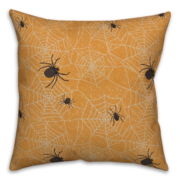 Creative Products Orange Spider Web Pattern 16 x 16 Spun Poly Pillow
