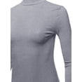 thumbnail image 4 of A2Y Women's Basic Solid Soft Cotton Long Sleeve Mock Neck Top Shirts Junior Fit Heather Grey M, 4 of 6