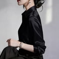 thumbnail image 4 of hotojiny Womens Dress Shirts Long Sleeve Button down Shirt Satin Silk Business Collared Elegant Blouse Office Work Tops, 4 of 6