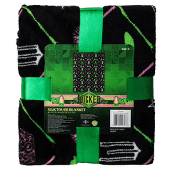 Wicked Silk Touch Travel Throw Blanket Black / Green