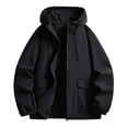 thumbnail image 6 of Mens Jackets Dqueduo Men's Solid Color Hooded Windproof Jacket Daily Commuting Casual Jacket, Sizes S-4XL Black XL, 6 of 7