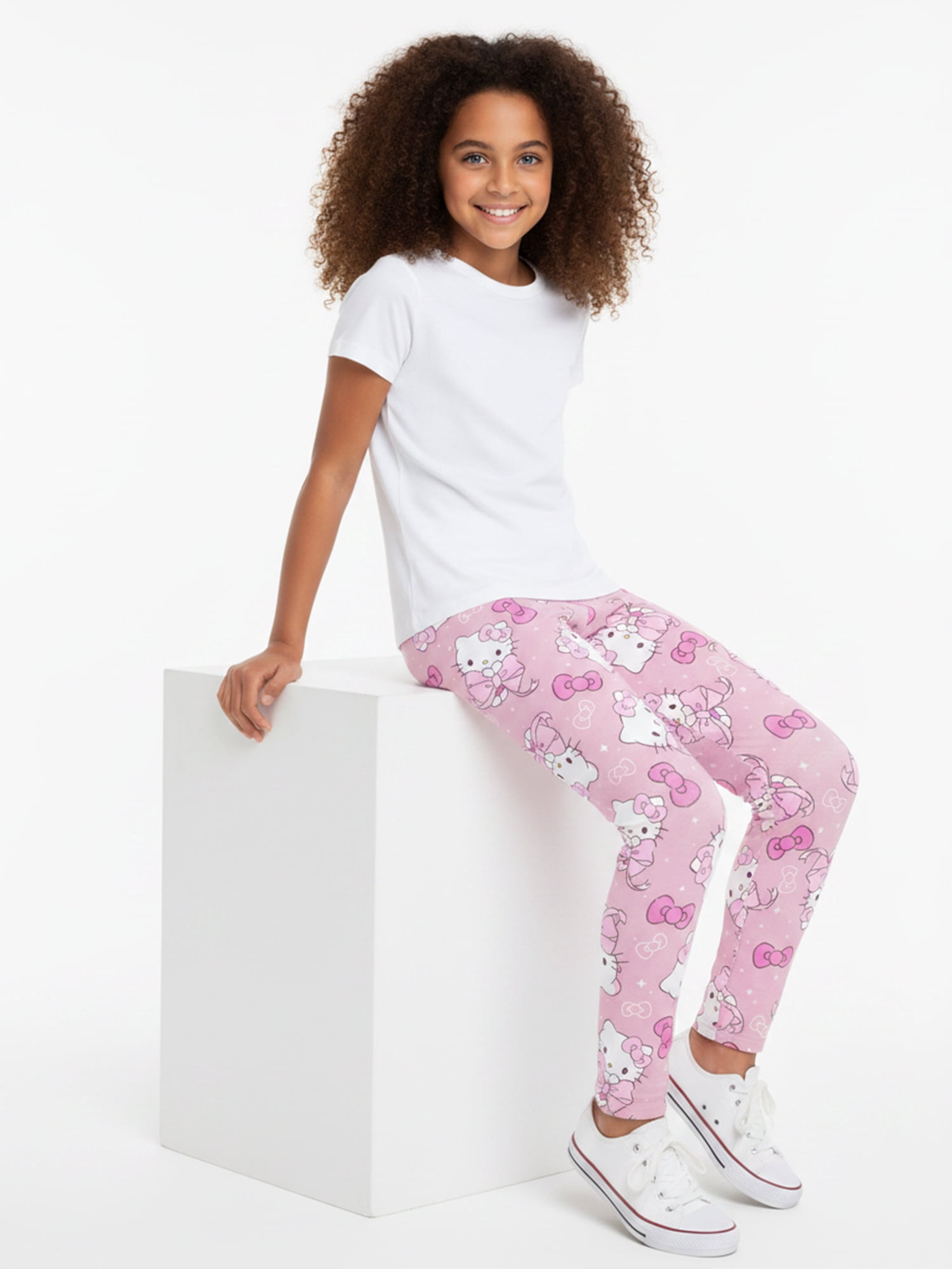 Sanrio Girls' Hello Kitty Bows Graphic Leggings, Sizes 4-16