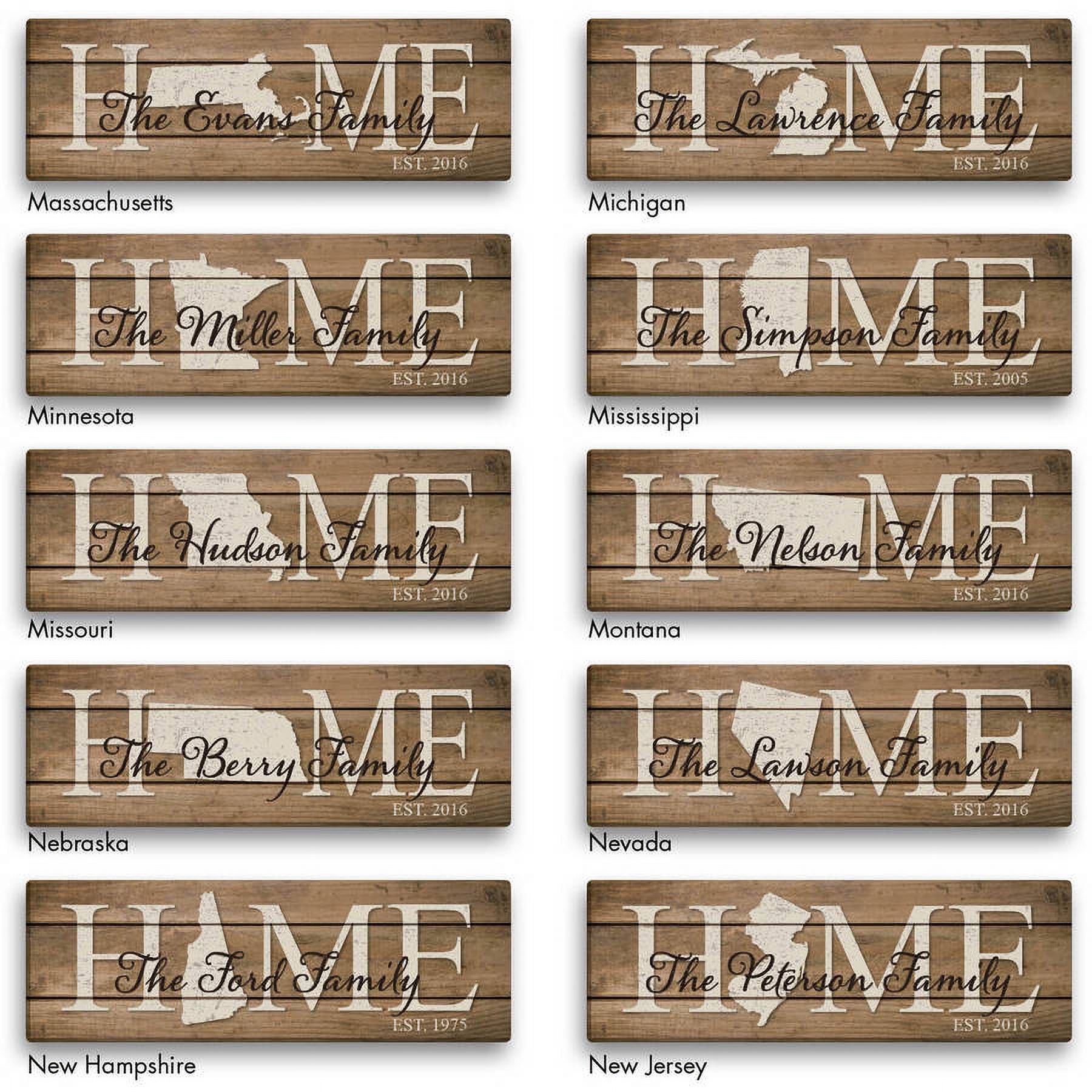Home State Personalized 6" x 18" or 9 x 27 Canvas