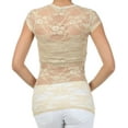 thumbnail image 2 of Sakkas Stretch Floral Lace Cap Sleeve Tunic Length Tee - Made in USA - Nude - Large, 2 of 5