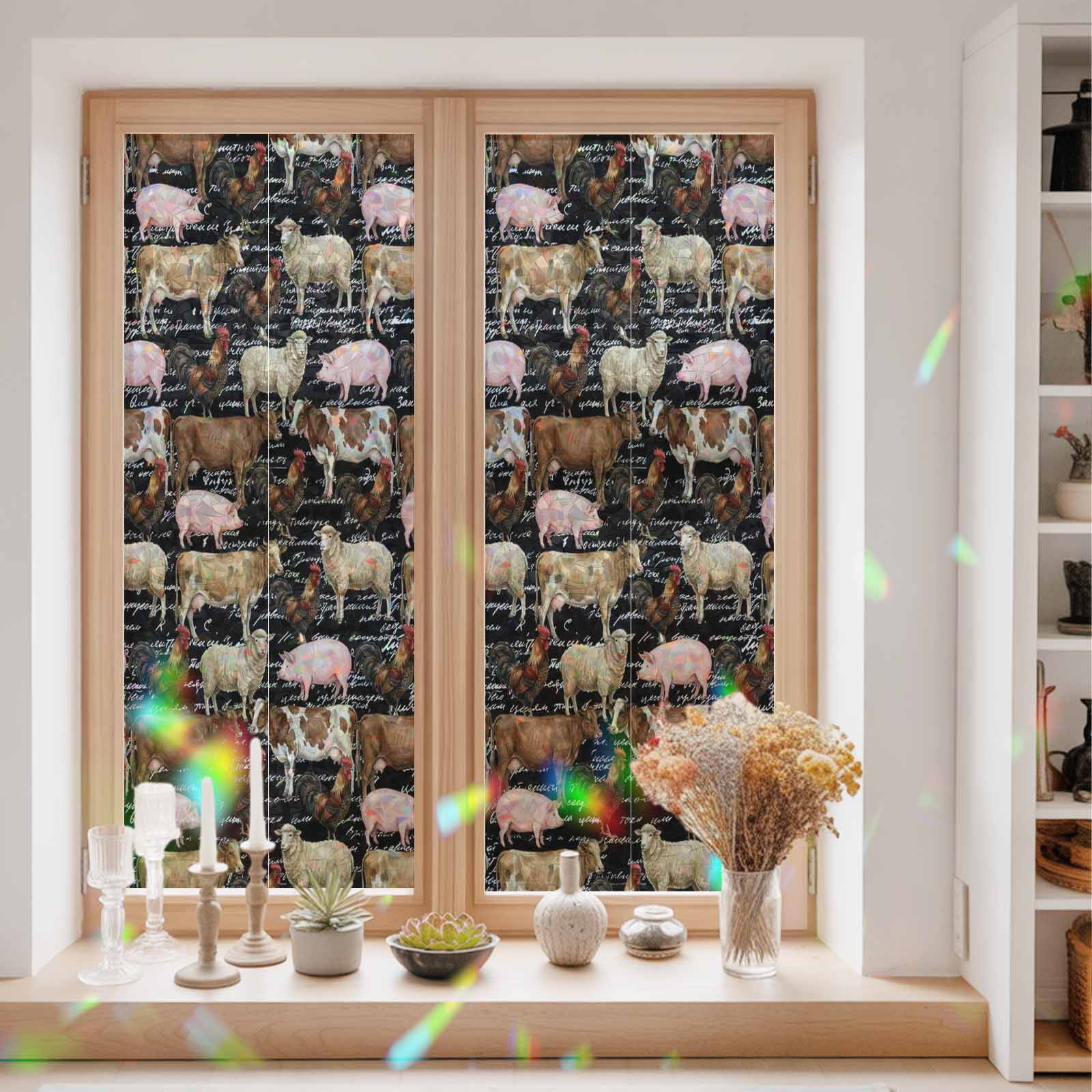 Farm Documentation UPC 451071568157 - Window Privacy Film Farm Pig Sheep Chicken Static ...