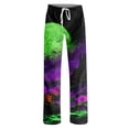 thumbnail image 4 of LNZGNM Cozy Autumn Womens Halloween Pumpkin Pants Pumpkin Face Print Sleep Time Loose Fit Elastic Waist Spooky Season Pajama Pants, (L), 4 of 5