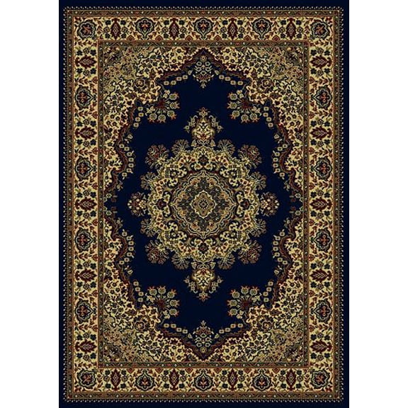 Vitaly Mesopotamia Area Rug 1191 Navy Blue Medallion Floral 5' 5" x 7' 7" Rectangle
