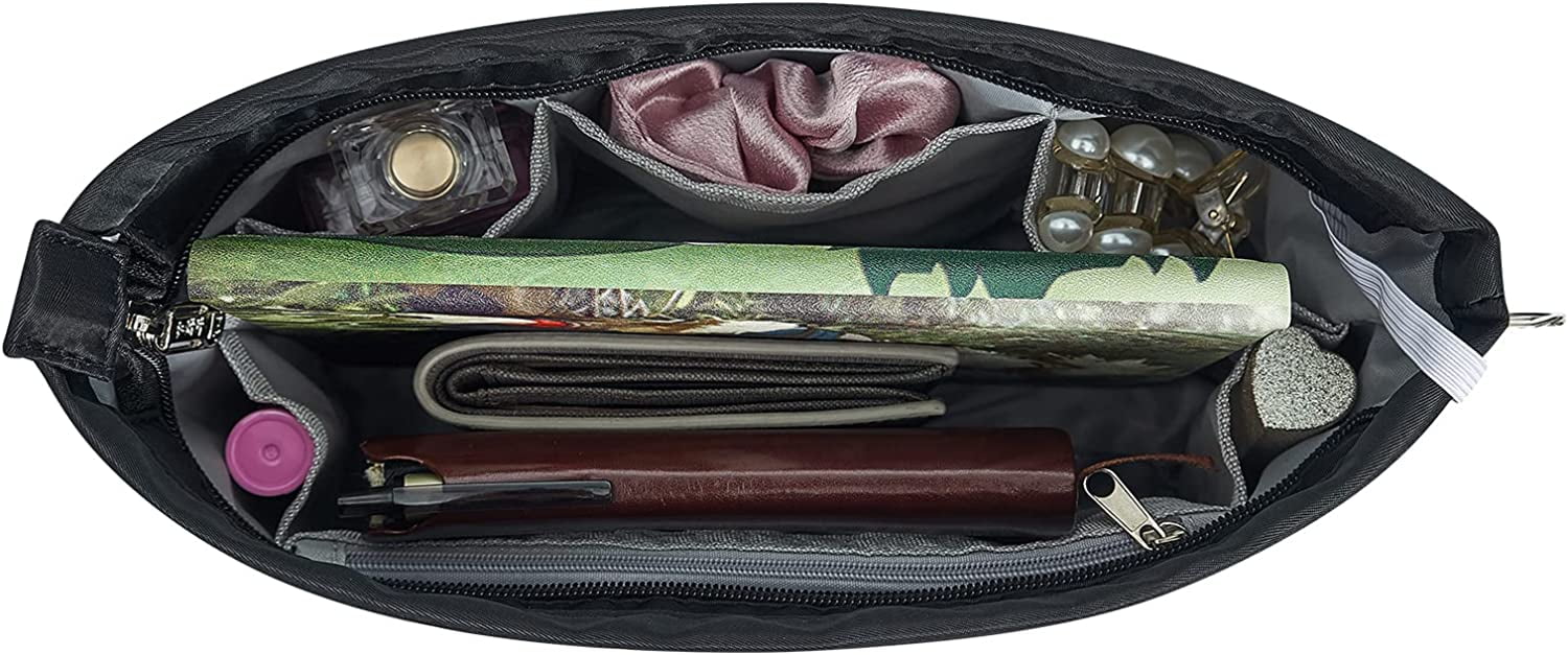 Vercord Premium Nylon Purse Organizer Tote Handbag Insert Organizers Bag in  Bag Zipper 13 Pockets Black X-Large - Walmart.com