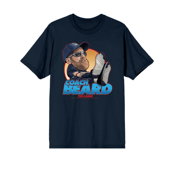 Ted Lasso Coach Beard Crew Neck Short Sleeve Navy Men's T-shirt-Medium