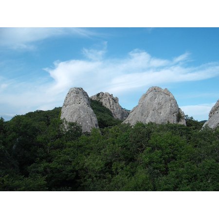 Outdoor Sun Face Wall Art Acrylic Face Mounted Prints Rock Crimea Mountains Landscape Temple of The Sun Print 20 x 16. Worry Free Wall Installation - Shadow Mount is Included. ()