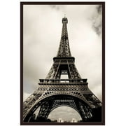 Amazing Eiffel Tower In Paris, France On Cloudy Day by Eazl Walnut Metallic Image Box