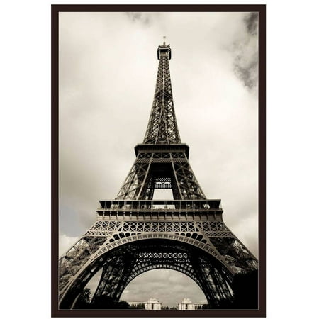 Amazing Eiffel Tower In Paris, France On Cloudy Day by Eazl Walnut Metallic Image Box