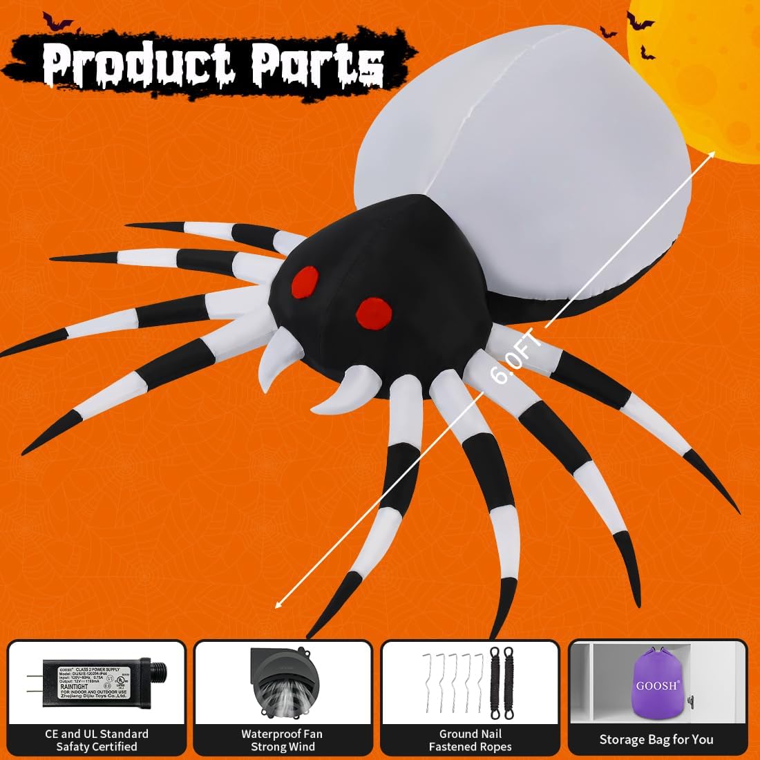 GOOSH 6 Ft Inflatable Halloween Spider Decoration photo 5