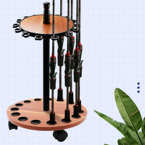 Fishing Rod Holder,Fishing Rod Holder Boat Display Rod Support,Round 15  Fishing Rod Storage Rack Universal,Freshwater Fishing Pole Storage Floor  Rack,Vertical Fishing Pole Holder Wooden Round 