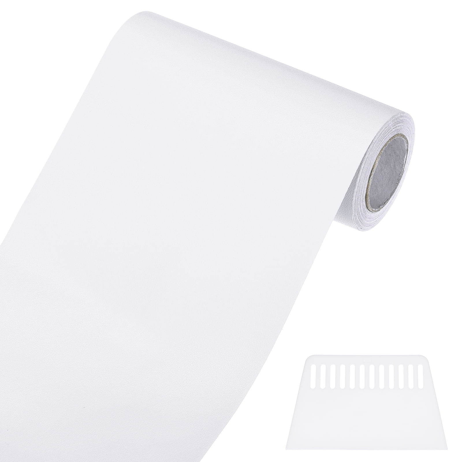 Uxcell Wallpaper Border 16.4ftx4 Peel and Stick Wallpaper Pure White Self Adhesive Mirror Frame Trim Tape w/ Scraper Waterproof Removable Solid Color Wall Border for Home Bathroom Living Room