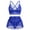 Blue, variant on Lace Lingerie for Women 3 Piece Naughty Lingerie Deep V Wireless Bra Mesh Mini Skirt with G-String Crotchless Sleepwear Outfits Set L Red