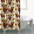 thumbnail image 4 of Beige Highland Cow Sunflower Pattern Shower Curtain 72"x72" ,Bathroom Decorative Shower Curtains Set with 12 Hooks,Modern Waterproof Washable Shower Curtain, 4 of 6