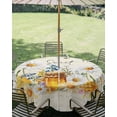 thumbnail image 3 of Outdoor Tablecloth with Umbrella Hole Zipper White Daisy Round Tablecloth 54" Waterproof Outside Table Cloth Spring Floral Elegant Pastoral Bees Watercolor Patio Table Cover Tablecloths for Picnic, 3 of 8