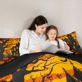 thumbnail image 4 of Manfei Western Spooky Haunted House Queen Comforter Set for Kids, Black Orange Halloween Theme Comforter Sets Queen, Black Reversible, 3pcs, 1 Comforter and 2 Pillowcases, 4 of 6