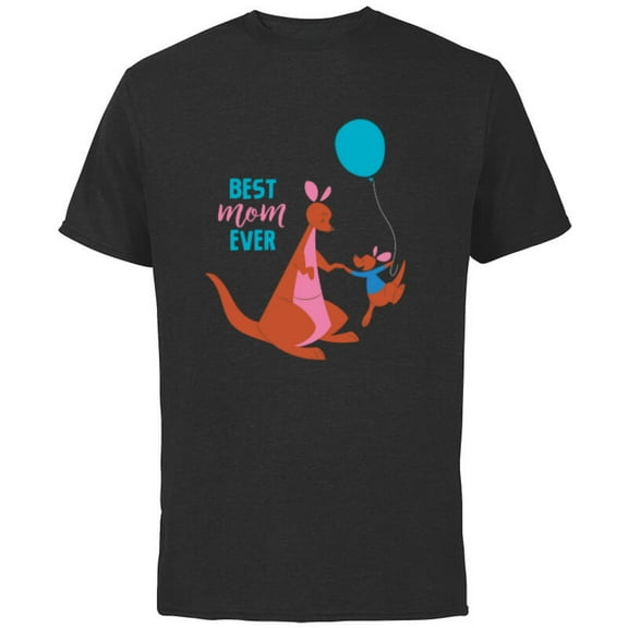 Disney Winnie the Pooh Kanga and Roo Best Mom Ever - Short Sleeve Cotton T-Shirt for Adults - Customized-Black