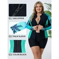 thumbnail image 5 of Women's Plus Size Rush Guard Floral Long Sleeve Zip Front Swim Top, 5 of 8