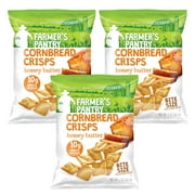Farmer's Pantry Honey Butter Cornbread Crisps, Original Baked Snacks for Kids Adults Snacking Lunchbox Travel Movie Night Pantry Stocks Camping Picnic Baked Not Fried Pack of 3