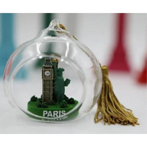 Glass ornament of  London Paris Nyc   keepsake Christmas Ornaments 3 inches