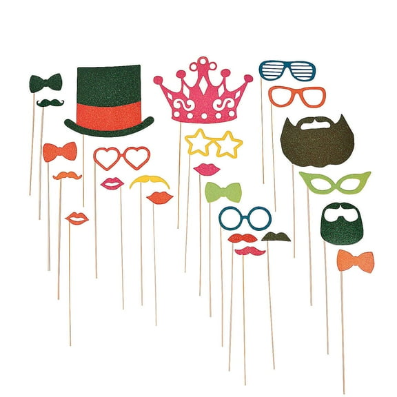 Glitter Photo Stick Props 24Pc - Apparel Accessories - 24 Pieces