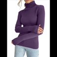 thumbnail image 2 of Suéteres Acanalados para Mujer, Lindos Suéteres de Punto de Cuello Alto, Ajustados y Cálidos Oscuro un Tamaño, 2 of 8