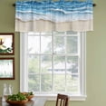 thumbnail image 3 of Blue Coastal Beach Curtain Valances for Windows, Kitchen Valance Window Treatments Panel 2 Pack, Summer Seaside Nautical Beige Rod Pocket Short Curtains for Bathroom Bedroom 54 x 18 Inch, 3 of 8