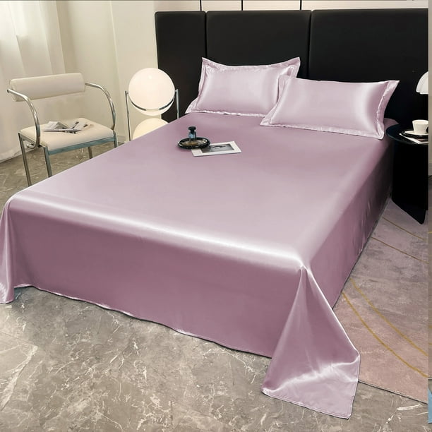 Ice Silk Bed Sheet Pillow Case 3 Piece Set And Luxurious Soft Ice Silk Bed Sheet Suitable For All Seasons Cool Ice Silk Fabric Washable