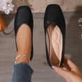 thumbnail image 5 of Women Square Toe Ballet Flat Shoes, V‑Cut Slip‑on Soft Faux Leather Casual Flats, Minimalist Comfortable Walking Shoes, 5 of 8