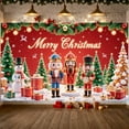 thumbnail image 3 of Nutcracker Theme Christmas Banner Snowman Design Merry Christmas Banner Christmas Tree Decor Red Background Xmas Banner for Christmas Party Holiday Decoration Indoor Celebration, 3 of 9