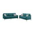 thumbnail image 2 of 2 Piece Living Room Sofa Set, Comfy Linen Blend Couch with Loveseat and 3 Seater, Upholstered Sofa Couch with Pillows and Wooden Legs for Office, Waiting Room, Apartment, Teal Blue, 2 of 7