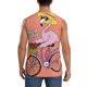 thumbnail image 4 of Fotbe Flamingo Riding a Bicycle Men's Camiseta sin Mangas Estampada para Hombres, Playera Casual para Gimnasio, Entrenamiento, Playa-XX-Large, 4 of 7