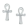 thumbnail image 2 of Bling Jewelry Womens Egyptian Ankh Cross Sterling Silver Small Stud Earrings, 2 of 4