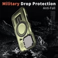 thumbnail image 4 of Case for iPhone 17 6.1-inch with Adjustable Metal Camera Lens Cover Stand Compatible with MagSafe [Military-Grade Protection] Rugged Heavy Duty Magnetic Case,Green,For iPhone 17, 4 of 6