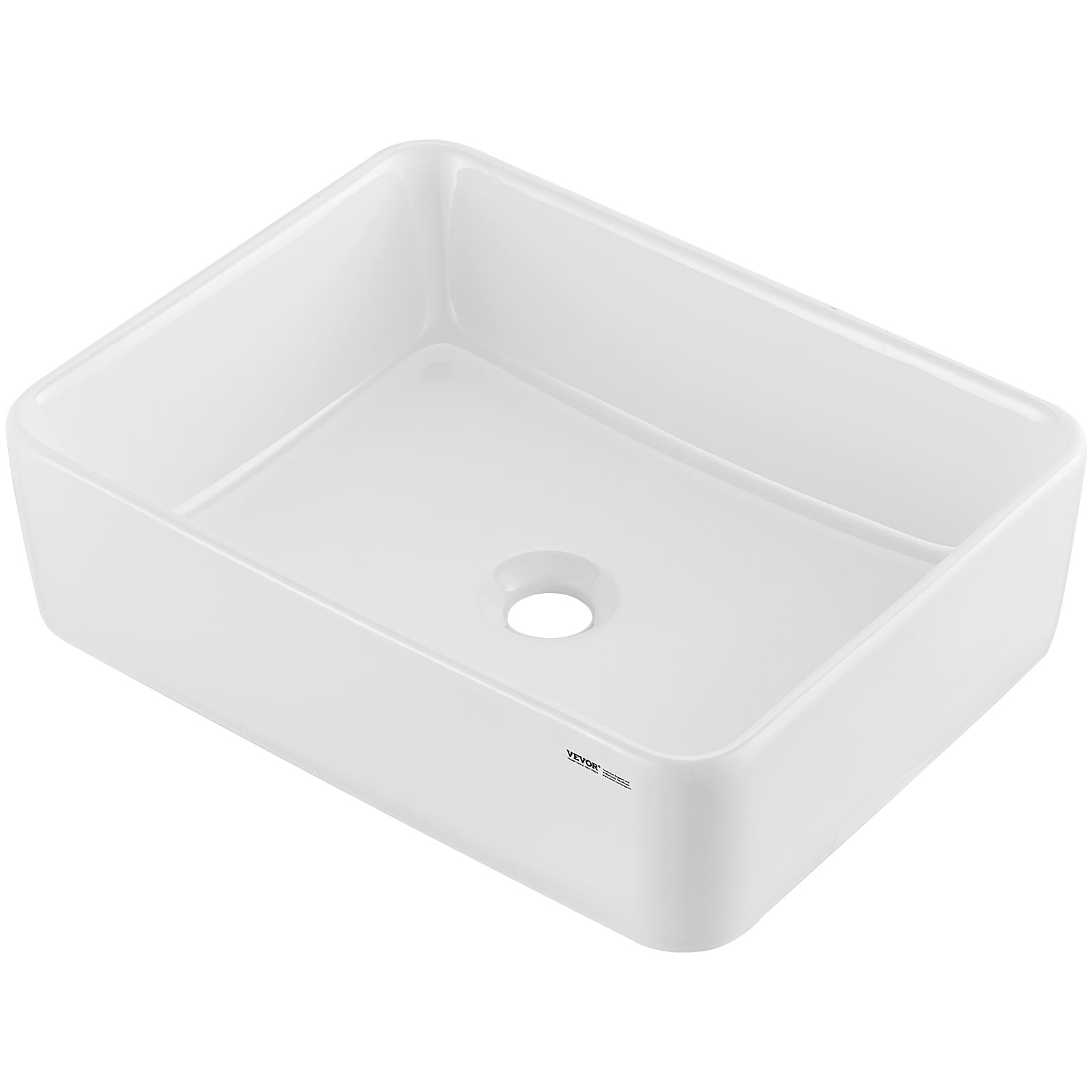 VEVOR Rectangle Vessel Sink, 19" x 14.7" Bathroom Vessel Sink Countertop, White Ceramic Bathroom Sinks Above Counter, Modern Style, Bright and Elegant, Well-Packaged for Bathroom, Hotel, Toilet, RV