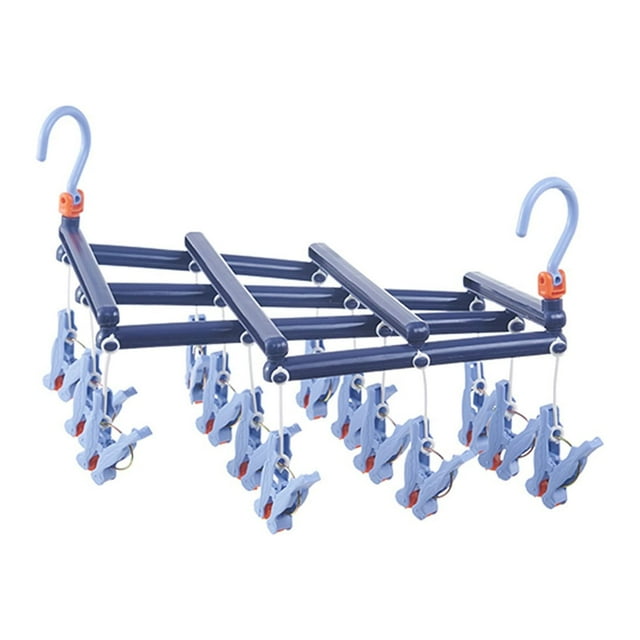 EGNMCR Hooks for Hanging Folding Multi-head Drying Rack Clip Windproof Multifunctional Telescopic Drying Rack Coat hanger