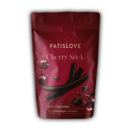 Patislove Dark Chocolate Covered Cherry Sticks – 2.82 oz, Dark Chocolate Snack
