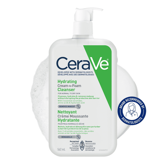 CeraVe Nettoyant Crème-Mousse, Gel Hydratant avec Céramides et Acides Aminés pour Peau Normale à Sèche, 562 ml