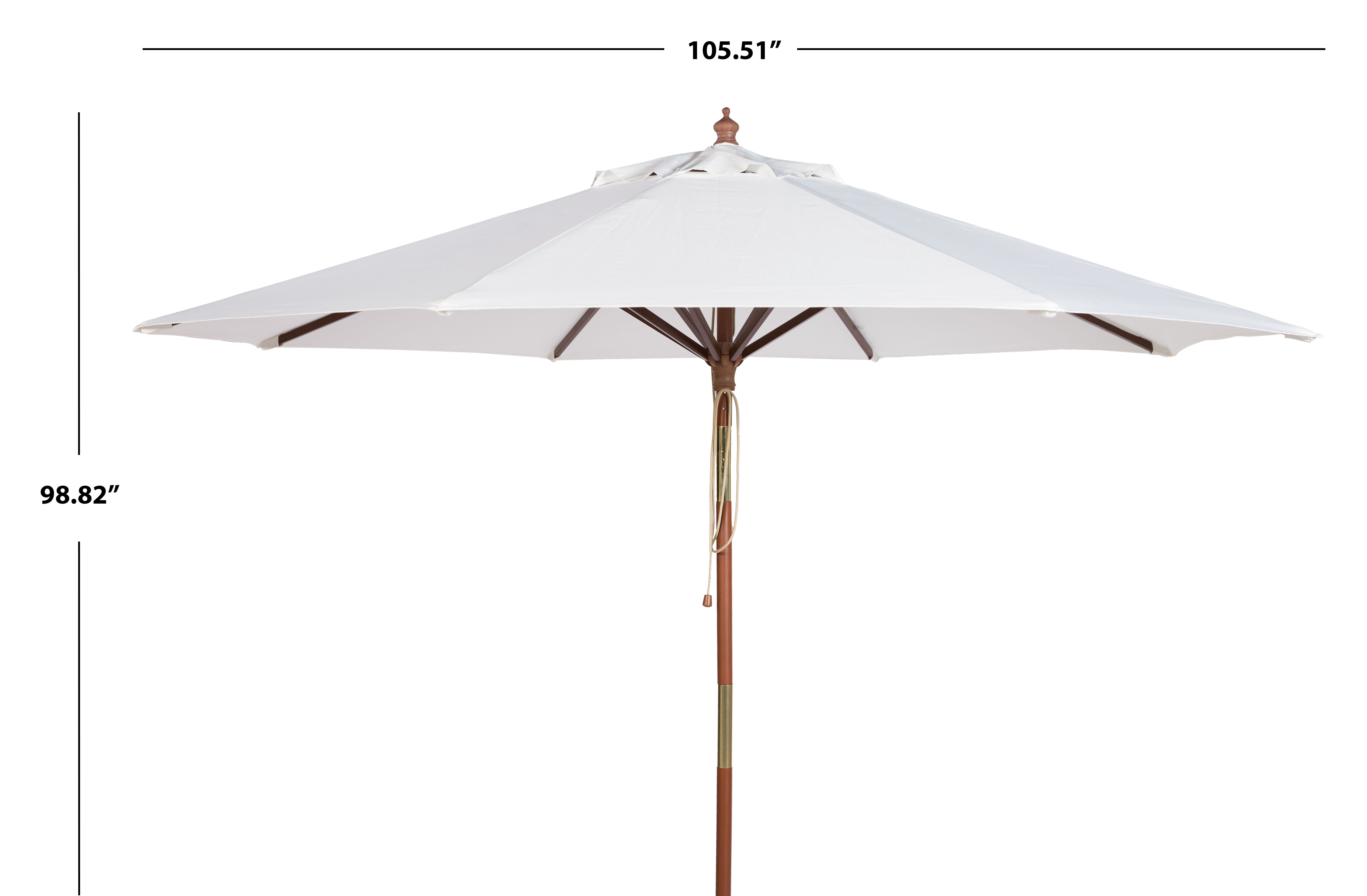 Safavieh Cannes 9' Market Push Wooden Patio Umbrella, White