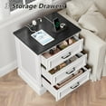 thumbnail image 4 of Farmhouse Nightstand with Charging Station, 3 Drawers White Bedside Table for Bedroom for Adults, 4 of 7