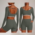 thumbnail image 2 of Workout Sets for Women Long Sleeve Backless Wrap Crop Tops and High Waisted Biker Shorts Summer 2 Piece Pilates Gym Yoga Sets, 2 of 8