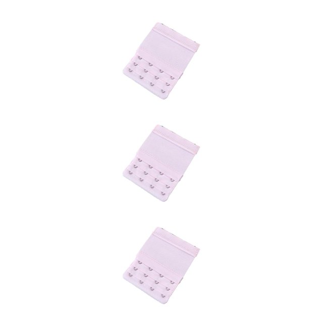 Baohd Extension Strap Bra Extender Buckle 3 Rows 3 Hooks Women Multicolor Lengthened Band Lingerie Replacement Intimates pink 3Set
