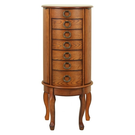 Powell Burnished Oak Round Jewelry Armoire