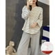 thumbnail image 5 of Pijama de mujer de verano de manga corta con almohadillas para el pecho, traje a rayas, ropa para el hogar, 5 of 5
