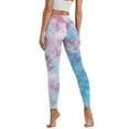 thumbnail image 2 of Renewold Butterfly Tie-dye Blue Violet Leggings with Pockets for Women Athletic Tights Compression Leggings High Waisted Butt Lifting Printed Pants Comfy Womens Yoga Leggings, M, 2 of 8