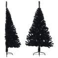 thumbnail image 1 of vidaXL Artificial Half Christmas Tree with Stand Black 120 cm PVC, 1 of 5